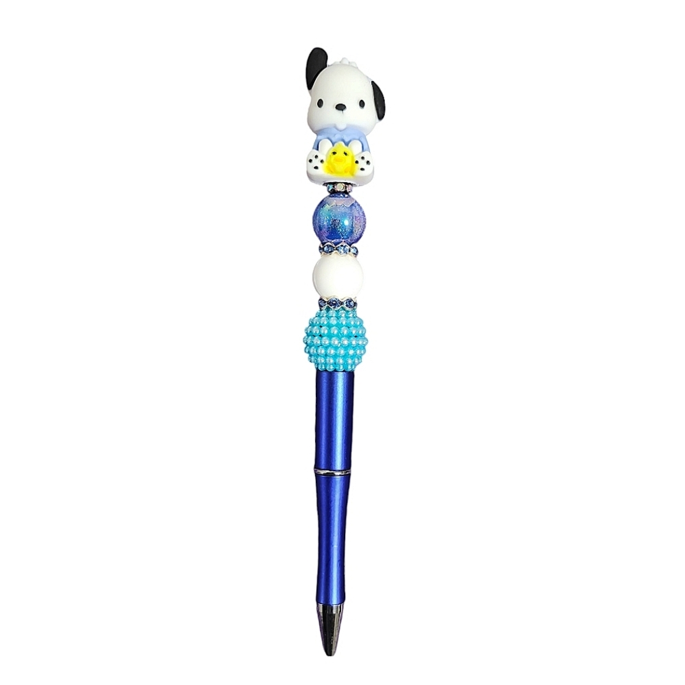 Pochacco Sanrio Beaded Ballpoint Twist Pen Blue White Topper